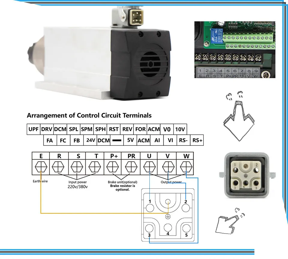 Новое поступление! 6.0kw шпиндель с воздушным охлаждением ER32 300 гц 220 в/380 в с монтажным фланцем 4 шт керамические шариковые подшипники 0,01 мм точность