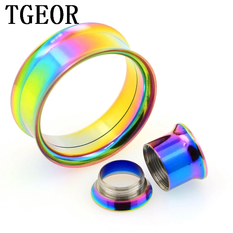 130 шт. туннели с титановым покрытием из нержавеющей стали|ear tunnel|flesh tunneldouble flare |