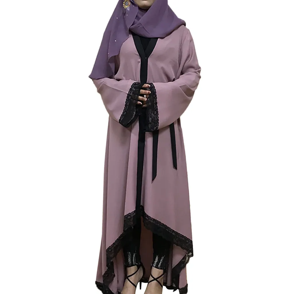 Длинное платье abaya повседневное мусульманское женское в Дубае открытый передний