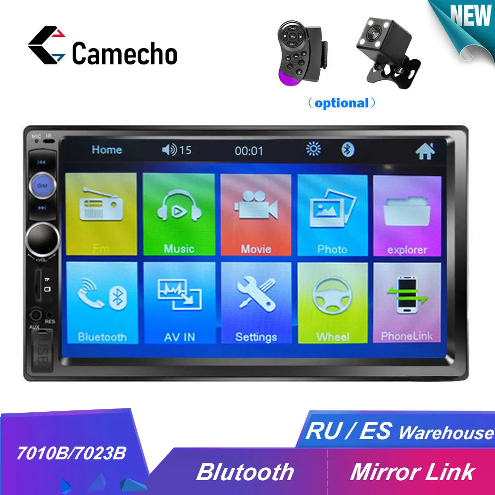 Camecho HD " Авторадио 2 Din автомобильное радио Bluetooth автомобильное аудио Mp5 мультимидио плеер 12 В Авто аудио стерео USB SD камера заднего вида