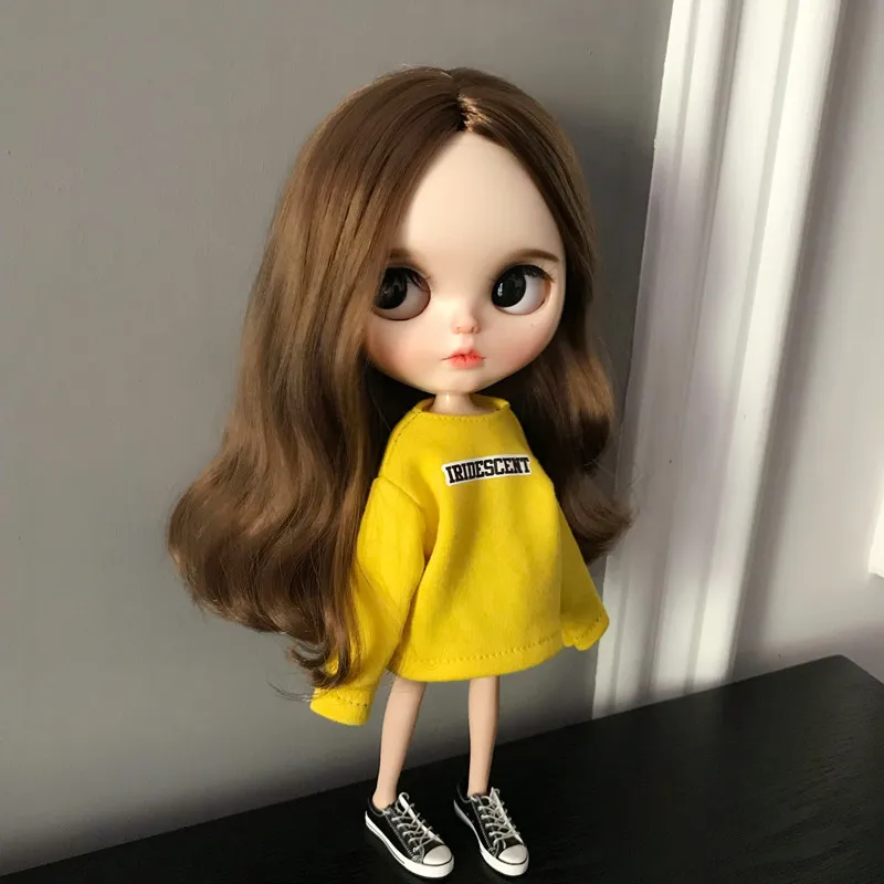 Новая Одежда для кукол Blyth с повседневным принтом желтая розовая толстовка