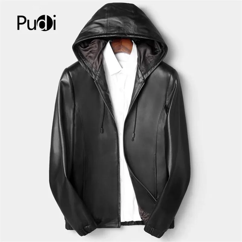 Pudi MT919 2019 новые модные мужские куртки и пальто короткие с капюшоном настоящие