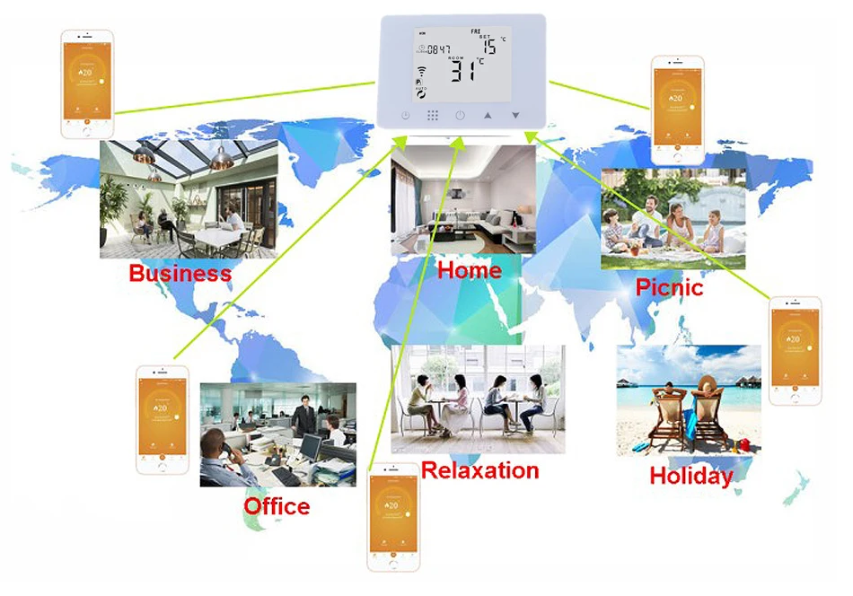 WIFI и беспроводной сенсорный экран программируемый газовый котел термостат для