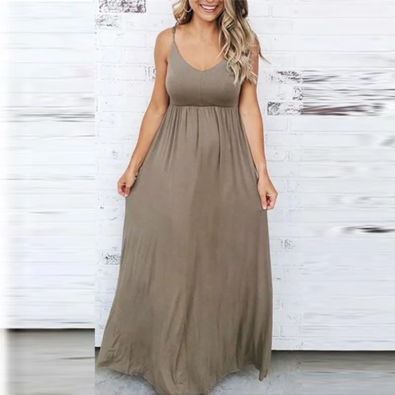 

Women Dress Female Casual Loose Dress Sexy Off Shoulder Summer Spaghetti Strap Dress Ladies Party Long Maxi Dresses New