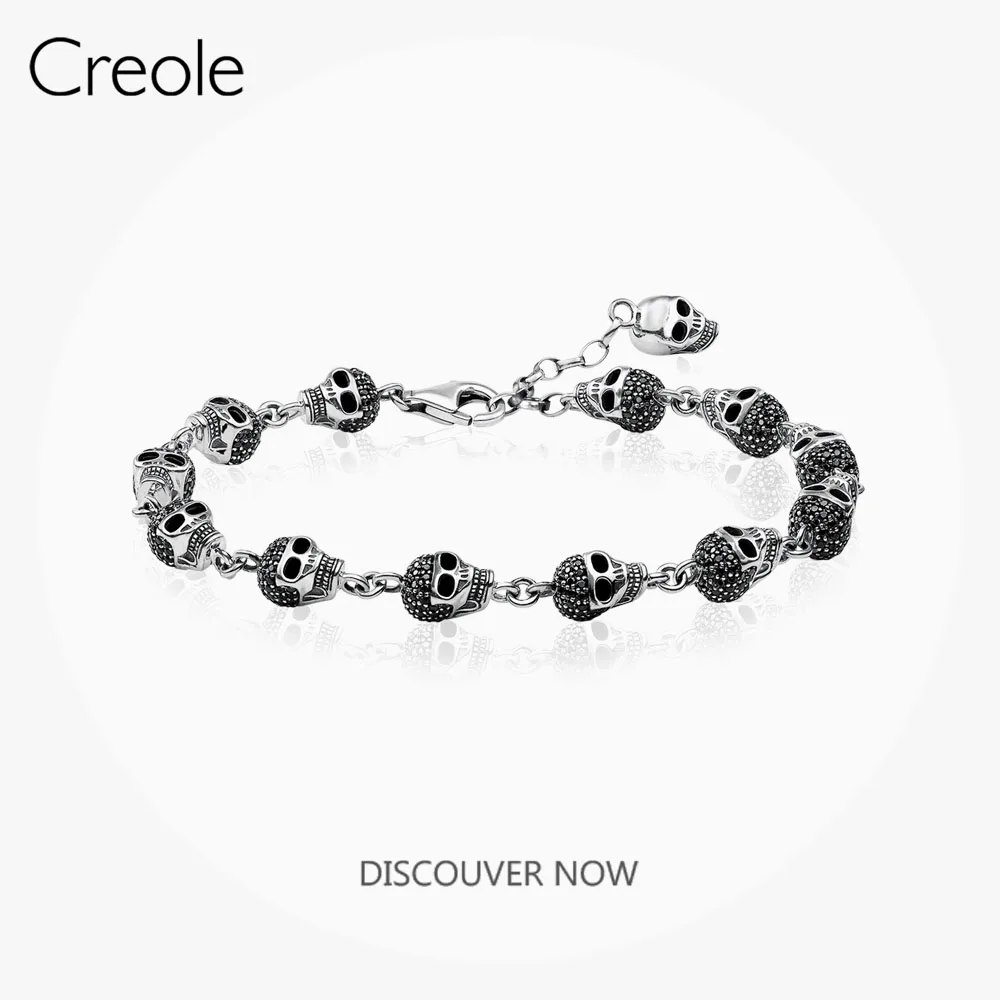 Link Bracelet Skulls Pave 2019 Fashion Jewelry 925 Sterling Silver Unisex Filigree Gift For Men Women Give Mysterious Aura | Украшения и
