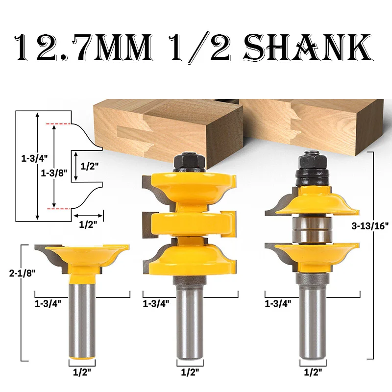 3PCS 12.7MM Carbide Trimming Woodworking Milling Cutter &amp Carving Tongue Router Bits for 1/2 inch wood cutter tool 80726 | Инструменты