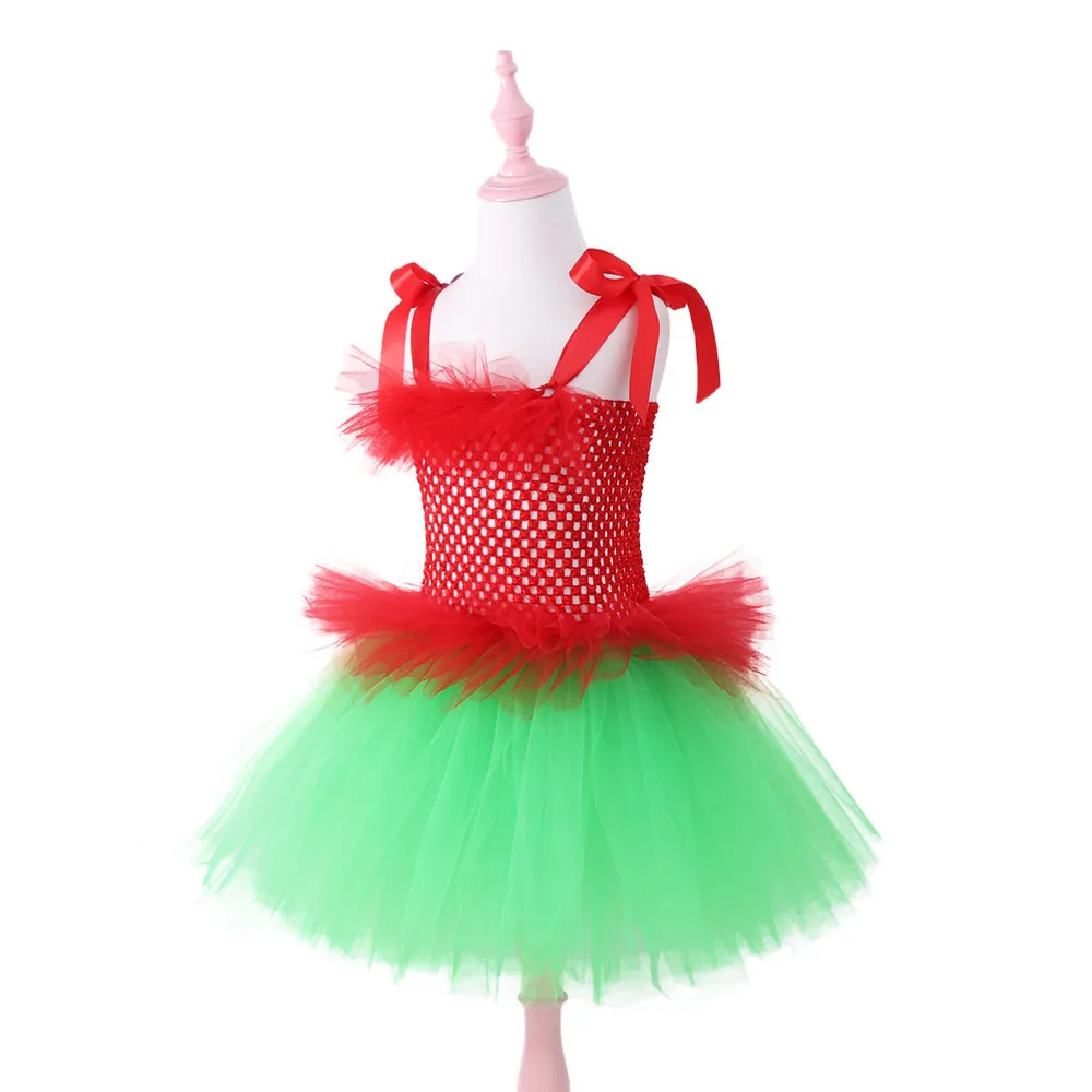 2018 Baby Girls Sleeveless Xmas Tutu Dress Children Knitted Princess Christmas Girl Grinch Clothes 3-11Y | Детская одежда и обувь