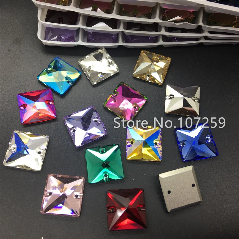 TopStone Square Shape Sew On Stones K9 Crystal Glass Sewing Rhinestones For Jewelry Dress Clothes | Дом и сад