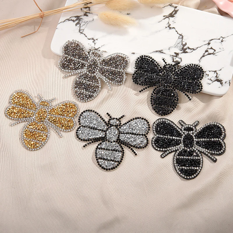 Пчела вышитые патчи для одежды горный хрусталь Декор DIY милые нашивки в виде