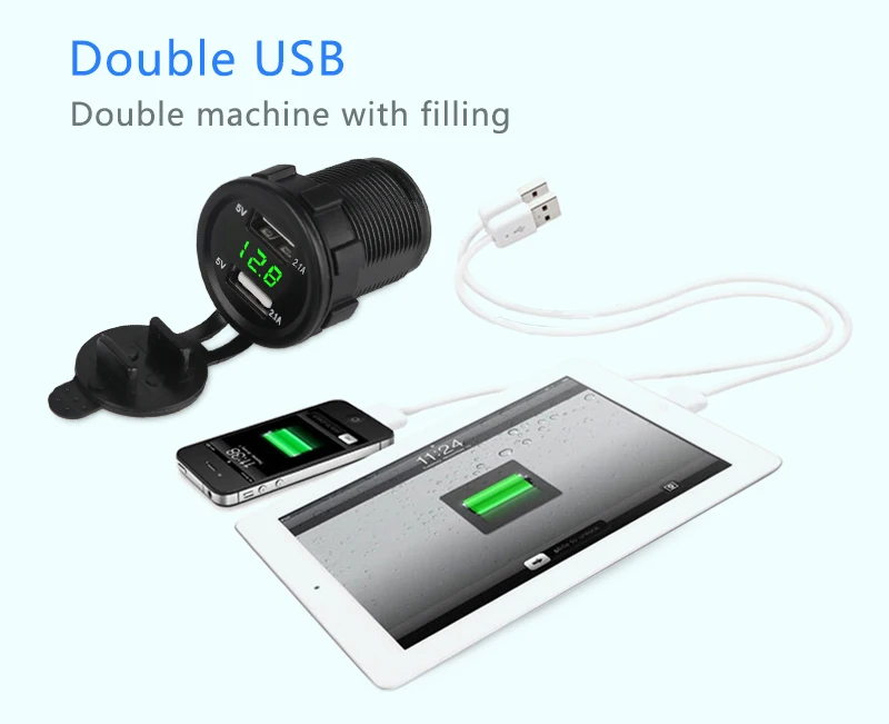 Водонепроницаемое автомобильное зарядное устройство с двумя USB портами 2 1 А 12 В|usb