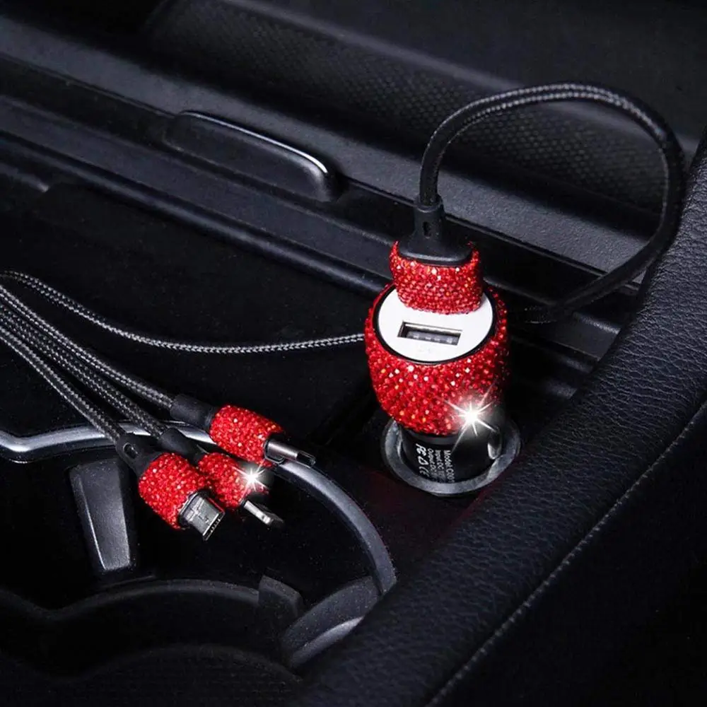 Автомобильное зарядное устройство с 2 портами USB + зарядный кабель 3 в 1 ручная