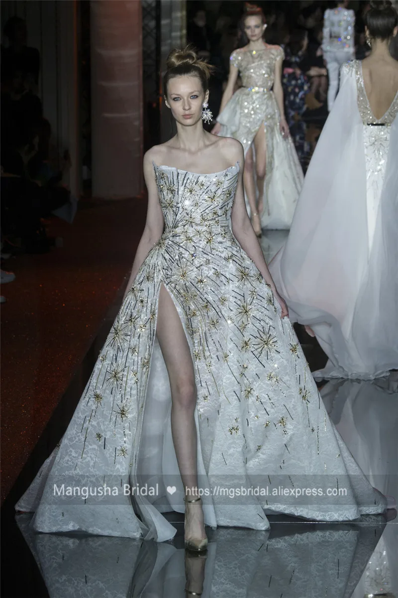 2017 Горячие Продажа Новый Дизайн Без Бретелек с Боковыми Разрезами Вечернее