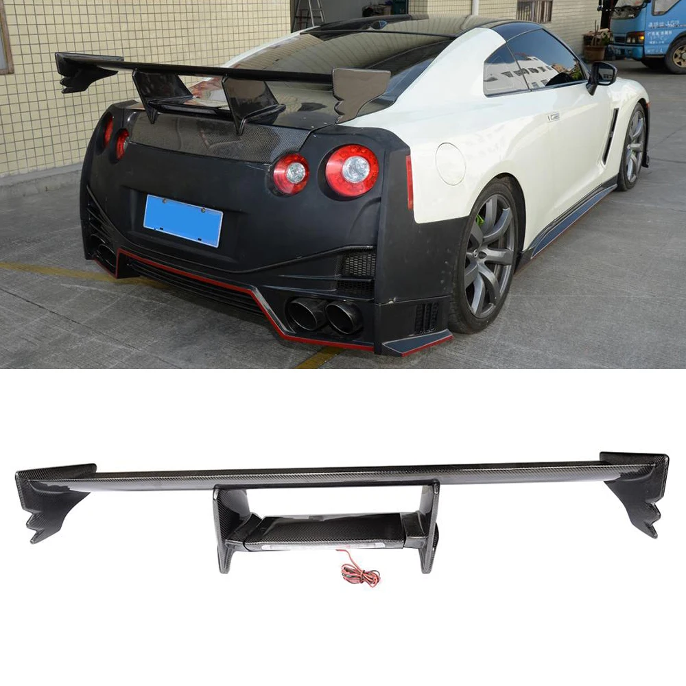 Для Nissan R35 GTR задний спойлер из углеродного волокна (включенные огни) GT заднее