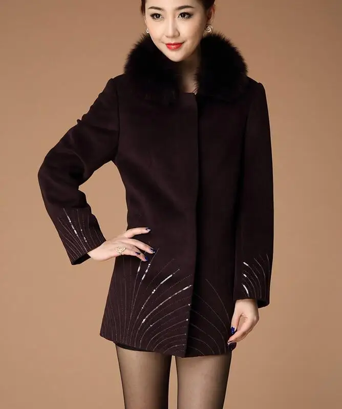 

L-5XL Hot 2019 Winter Female Fashion Long Thickening Pure Color Woolen Cloth Coat Of Cultivate One's Morality
