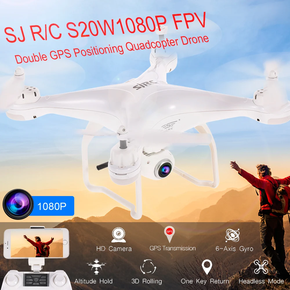 S20W1080P (GPS) 720P 1080P HD регулируемая камера Дрон широкоугольный RTF двойной FPV селфи GPS