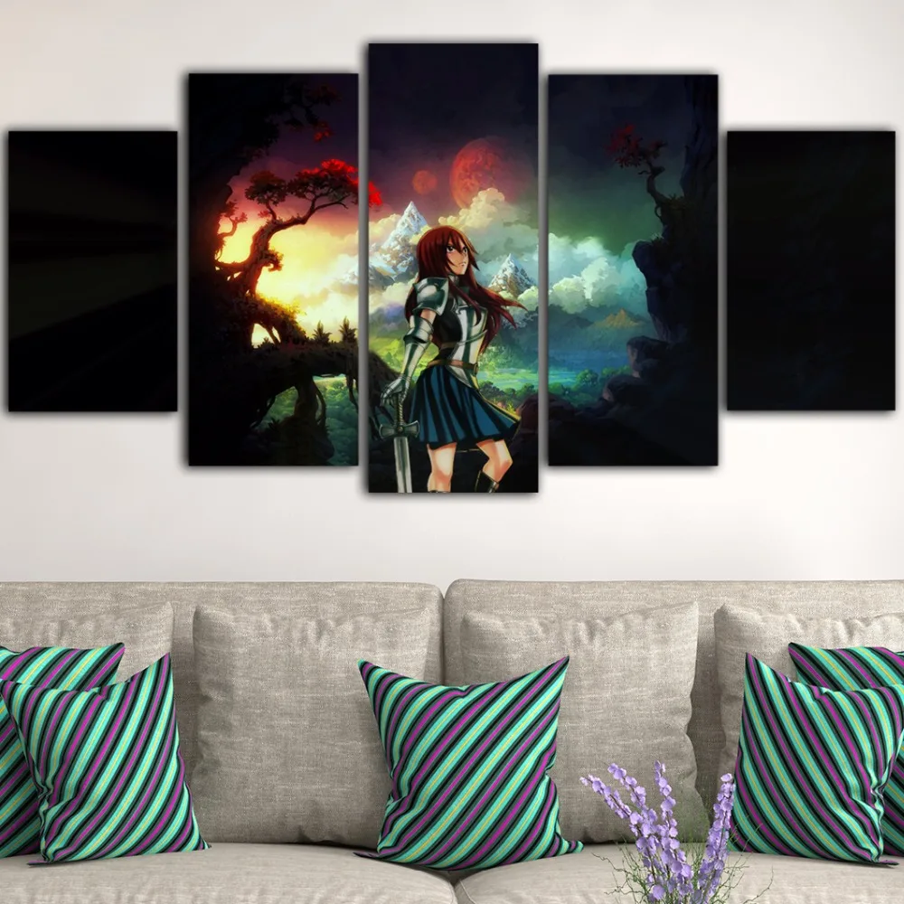 5 шт. картина из парусины сказочный хвост Peinture Sur Toile постер аниме картины для