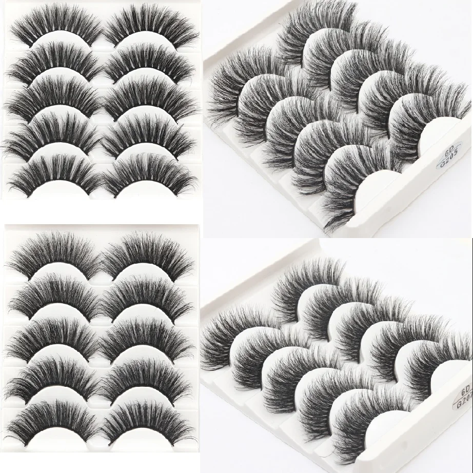 2018 NEW 5 pairs 100% Real Mink Eyelashes 3D Natural False 3d Lashes Soft Eyelash Extension Makeup Kit Cilios | Красота и здоровье