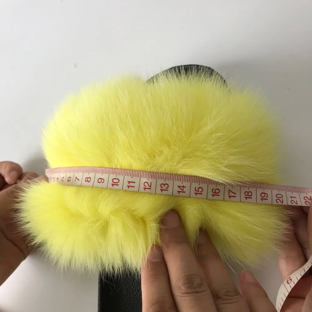 Magicfur/100% натуральный мех лисы тапочки желтого цвета сандалии уличные шлепанцы на