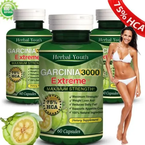 3 x BOTTLES 180 CAPS 3000mg Daily GARCINIA CAMBOGIA HCA 75% Weight Loss Diet |