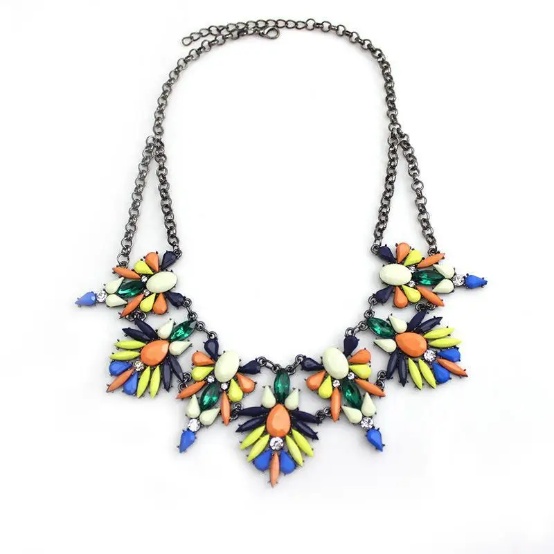 DB09073 Blue and Golden retro geo women Fashion Jewelry statement necklace &amp pendant bib choker collar | Украшения и