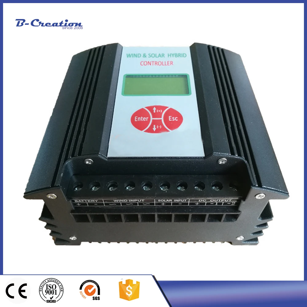 

40A 12/24V 1000W wind solar hybrid controller LCD Wind 600W and 400W solar panels Economic Solar Wind Hybrid Controller