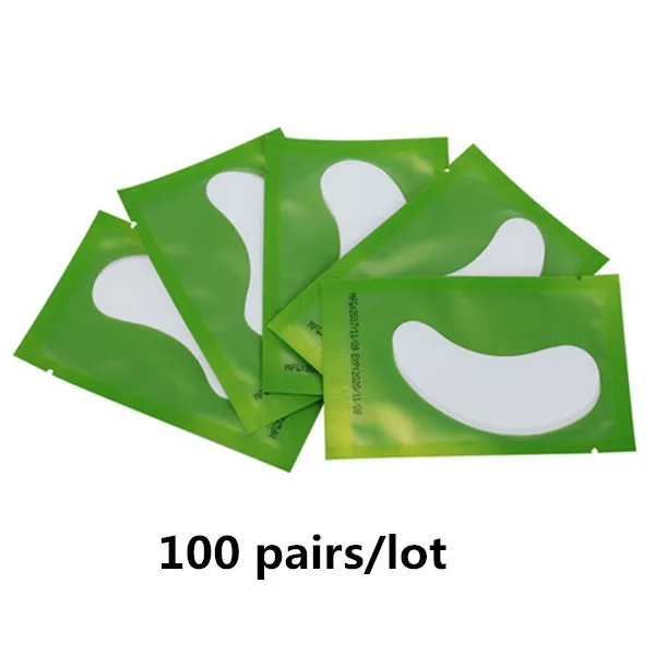 100 green 100 шт. патчи для глаз для ресниц розовые синие золотые накладки для глаз без ворса патчи для ресниц удлинитель ресниц - Цвет: 100 green