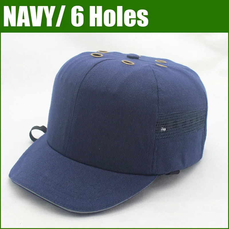 6 Holes-Dark Blue Защитная Кепка для работы, шлем ABS, внутренняя оболочка, бейсбольная кепка, Стильная защитная жесткая шапка для спецодежды, верхняя часть для защиты головы с 6 отверстиями - Цвет: 6 Holes-Dark Blue