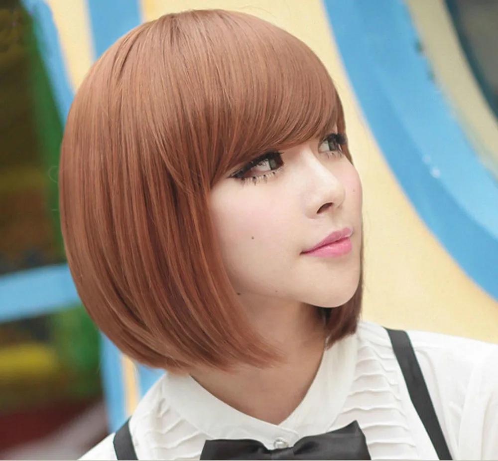 Девушка бобо короткий прямой браун здоровые волосы хэллоуин косплей полный
