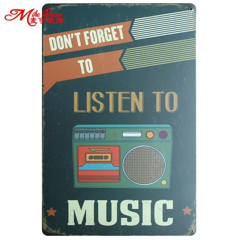 [Mike86] не забудьте слушать музыку металлическая жестяная вывеска для Дома Ретро
