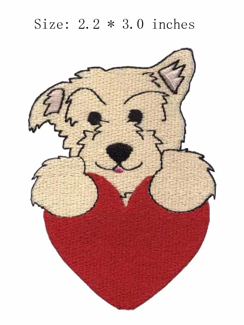 

У собаки есть красная одежда 2,2 "Широкая вышивка патч для теплого нашего сердца/красная одежда/так мило