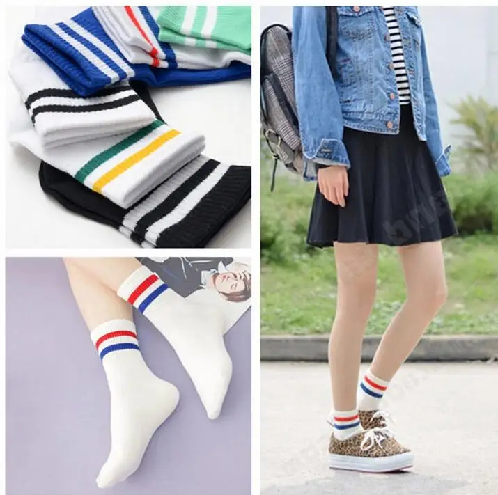 Носки по щиколотку простые полоски полиэстер хлопок эластичные короткие для