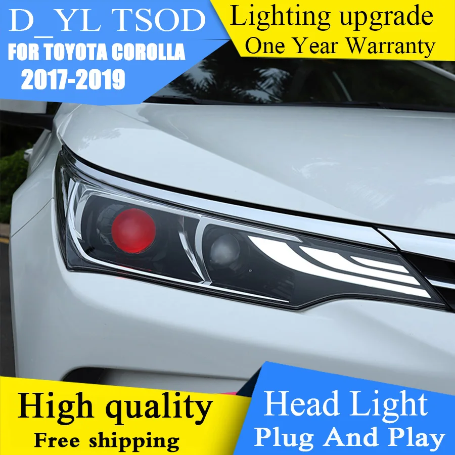 

DY_L Car Styling for Toyota Corolla Headlights 2017-2019 LED Car Goods DRL Bi Xenon Lens High Low Beam Parking Fog Lamp