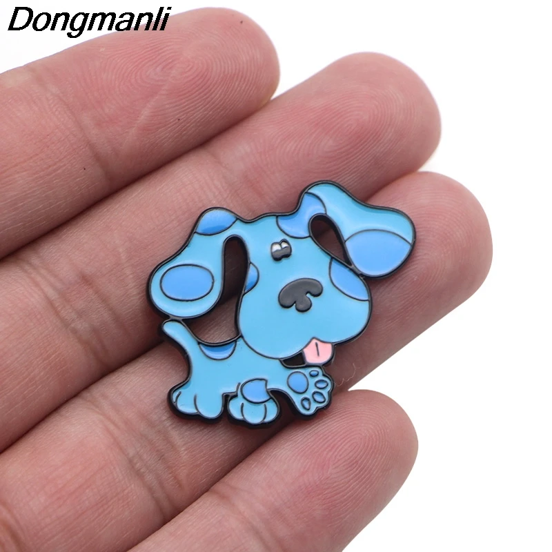 P3758 Dongmanli Симпатичные синие подсказки собаки металлическая Глянцевая брошки и шпильки для лацкан булавка значок для рюкзака подарки воротник ювелирные изделия