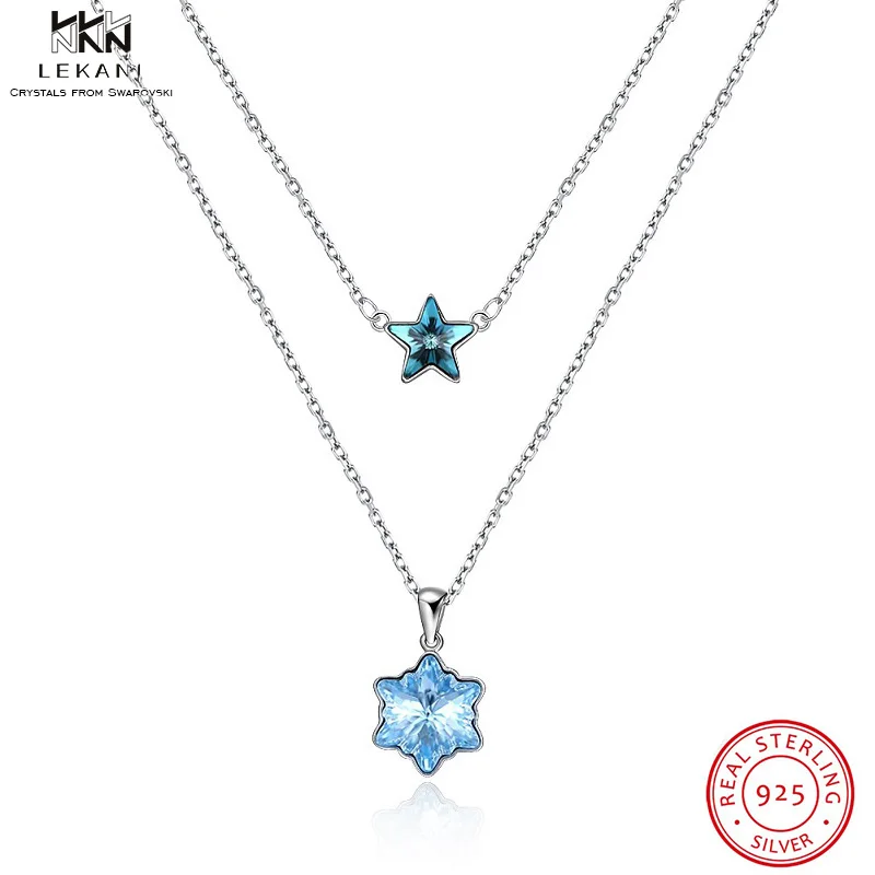 Женское Ожерелье с кристаллами Swarovski LEKANI ювелирное ожерелье в виде снежинки 925