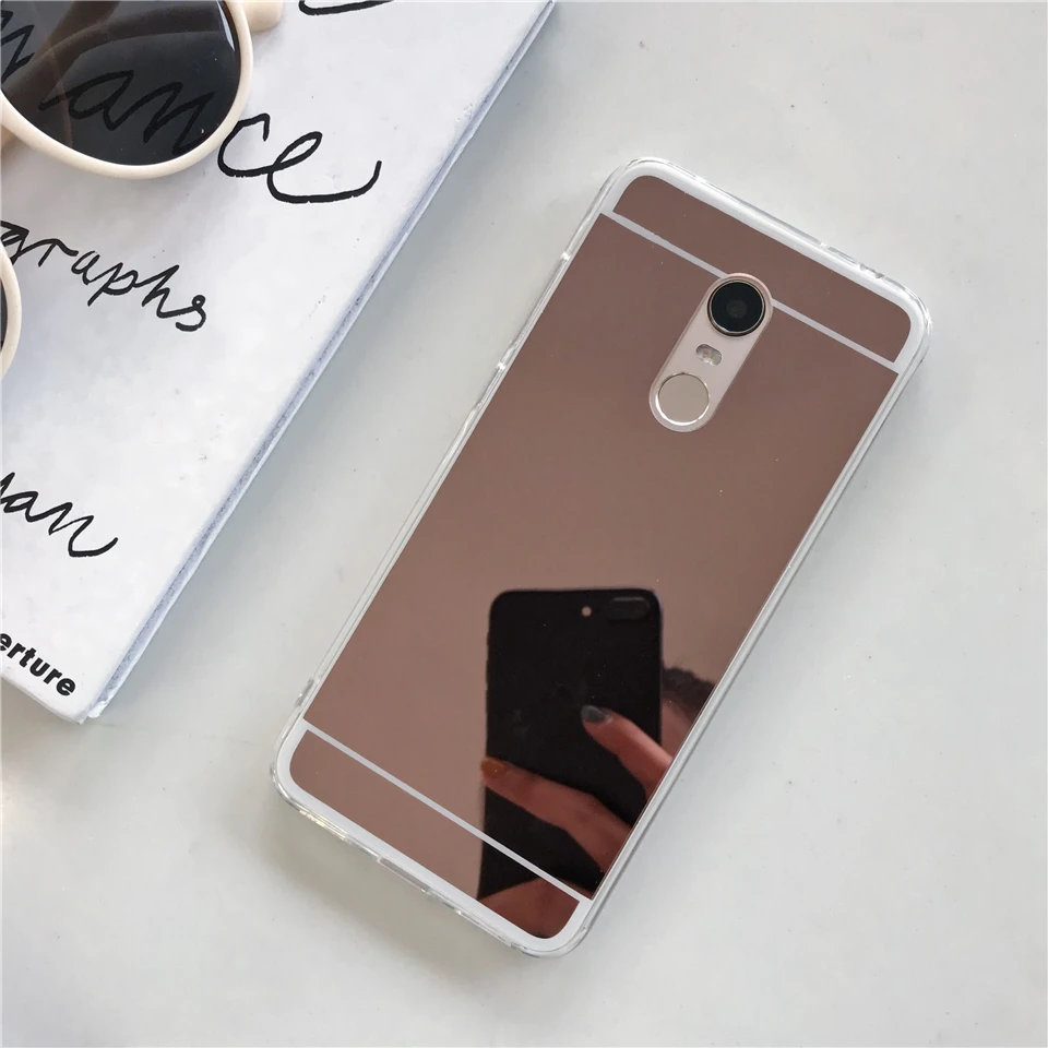 RoseGold Зеркало TPU силиконовый чехол для XiaoMi RedMi 5 Plus 4A 5A 6A 4X обратите внимание на возраст 3, 4, 6, Pro 7 8 S2 Mi 5X A1 6X A2 Lite 9 Т-образной крышкой мягкий чехол для мобильного телефона чехол s - Цвет: RoseGold