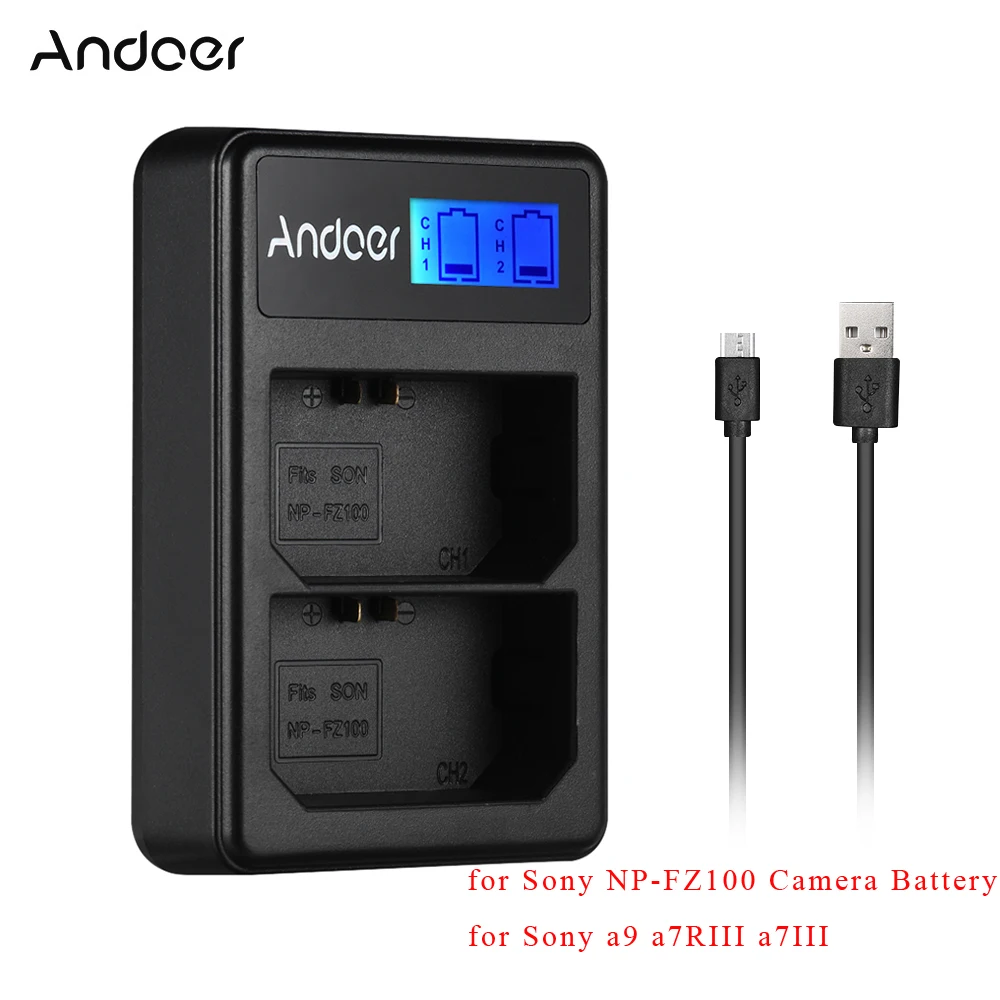Andoer ЖК-дисплей 2-LPE компактный двухканальный ЖК-Камера зарядное устройство для sony NP-FZ100/Canon LP-E10/LP-E12/LP-E17 батарея для камеры - Цвет: Зеленый