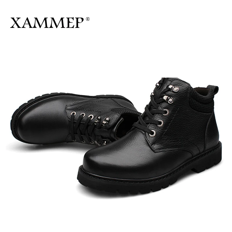 Мужские ботинки из натуральной кожи Xammep брендовая Повседневная зимняя обувь