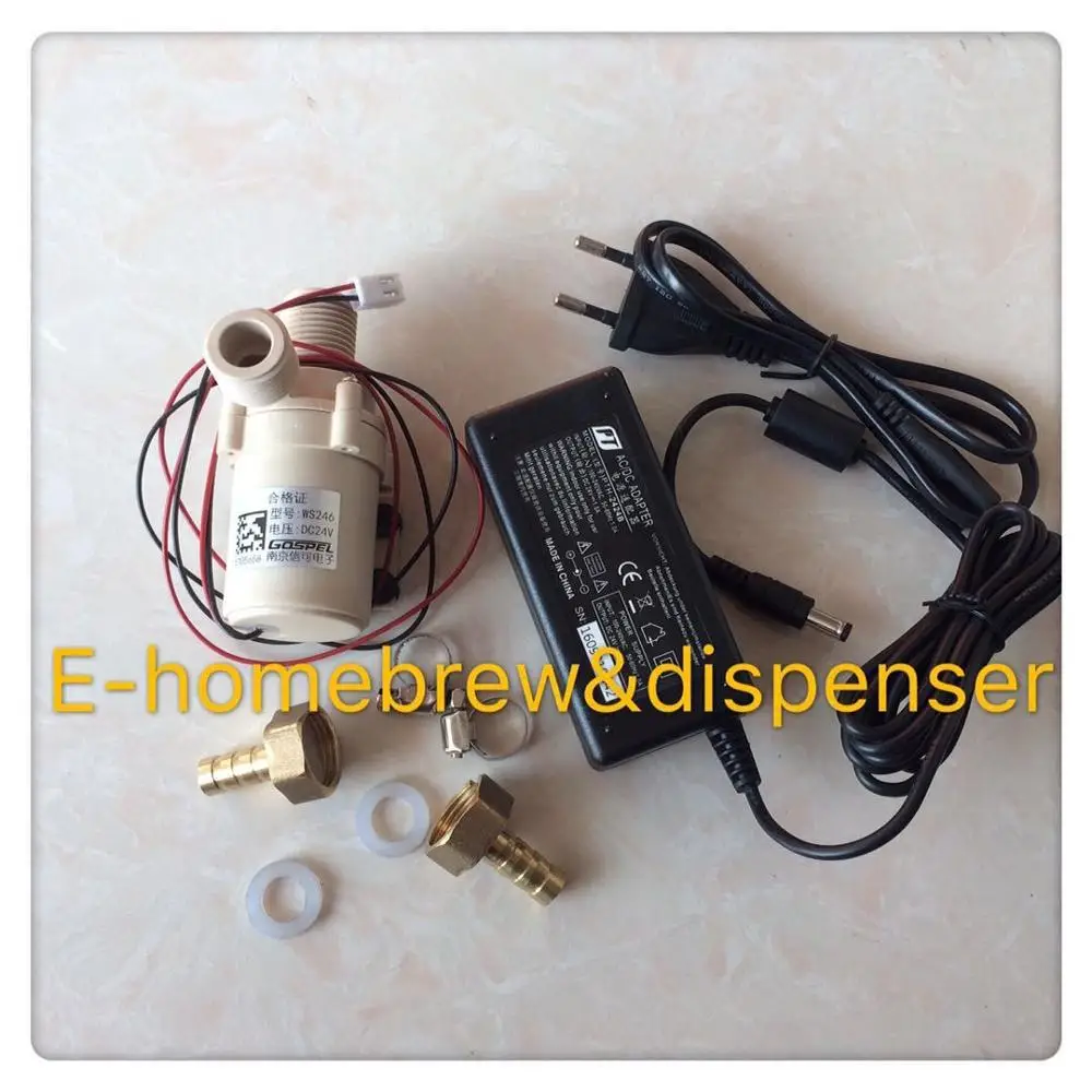 Euro plug 24V DC Керамика Core Еда Класс Brew насос, приглушенный, устойчивая Высокая Температура, Максимальный напор подъемник 9 метров с Мощность адаптер - Цвет: Euro plug