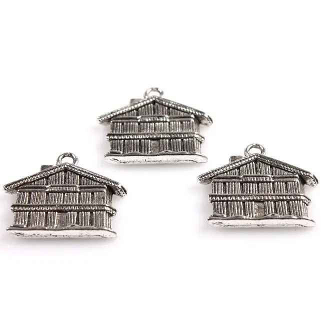 45 pcs/lot европейский стиль дом форма античное серебро тон сплав подвески-талисманы