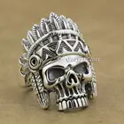 925 пробы Серебряное индийское кольцо с черепом мужское байкерское панк кольцо 9W020 Размер США 7  15