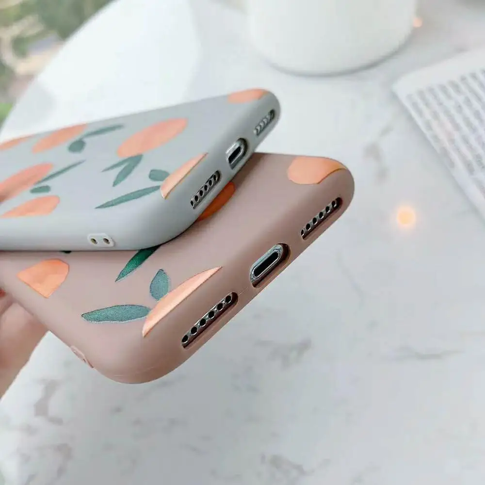 Lovely Orange fresh Fruit Scrub Case for iPhone x xr xs max 7 8 plus 6 6s High Quality IMD Soft Frosted Phone back Cover |