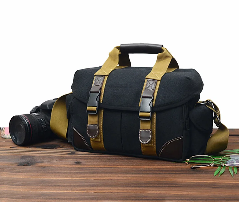 Сумка для камеры, чехол, холст, DSLR SLR, сумка через плечо, фото объектив, противоударный, водонепроницаемый, для Canon EOS, Nikon, sony, a6000, Panasonic