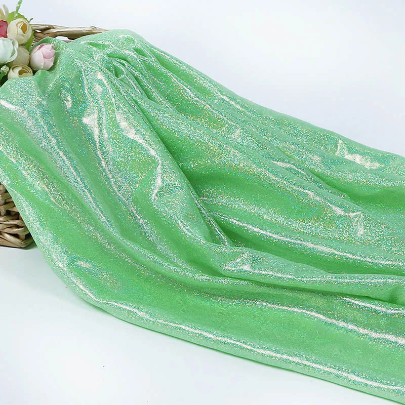 Fruit green Флуоресцентная ткань 50*150 см лазерная 2 способа растягивания трикотажная цветная блестящая ткань сценическая Свадебная декоративная ткань для шитья куклы тильда - Цвет: Fruit green