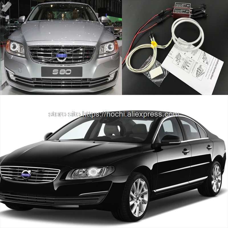 Комплект фар HochiTech ccfl с ангельскими глазами белые кольца 6000k halo для Volvo S80 S80L 2012 2013