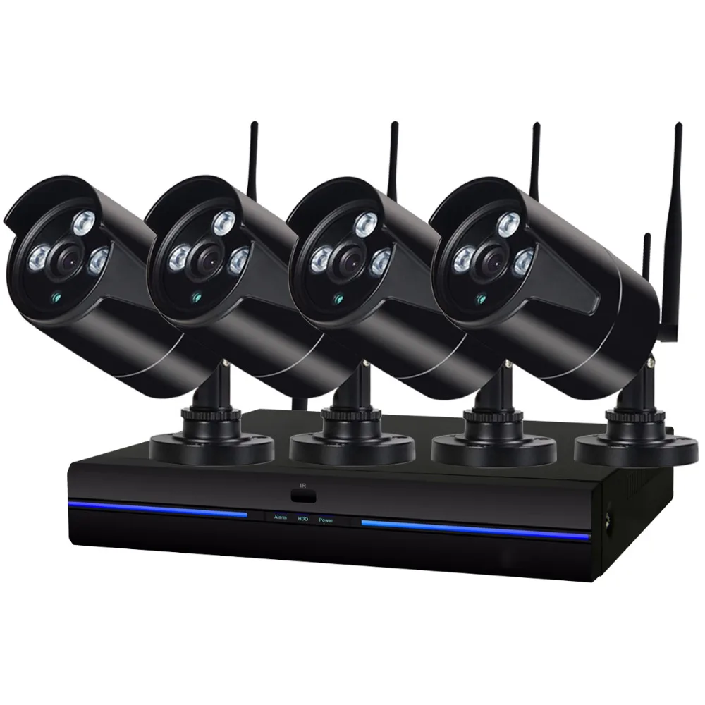 4CH CCTV Системы Беспроводной 1080 P NVR 4 шт 2.0MP черный Открытый indoor P2P Wi-Fi ip-cctv
