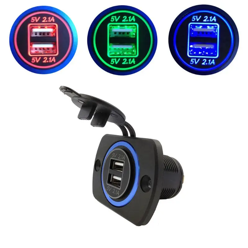 

DIY 12V 24V Dual USB Car Charger Power Adapter Panel 5V 2.1A for iphone Car Boat Marine Mobile Phone GPS Tablet