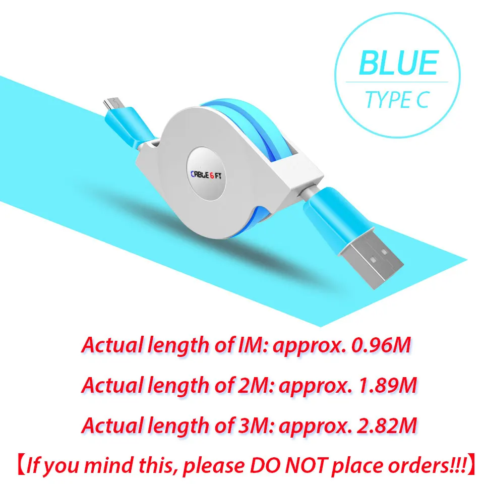 1 м 2 м 3 м usb type C выдвижной кабель для samsung huawei Xiaomi USB-C портативный type-C кабель для зарядки мобильного телефона кабель для зарядного устройства - Цвет: sky blue
