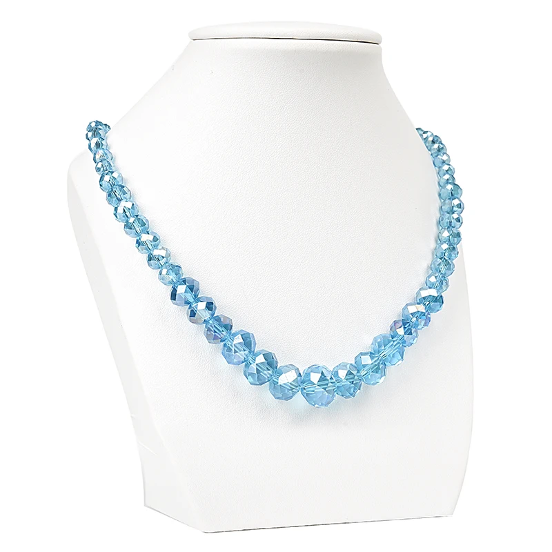 

Wholesale of 6mm-14mm Star series Blue Faceted Glass Crystal gemstone For Diy jewelry Sparkling Necklace 18inch gem H95