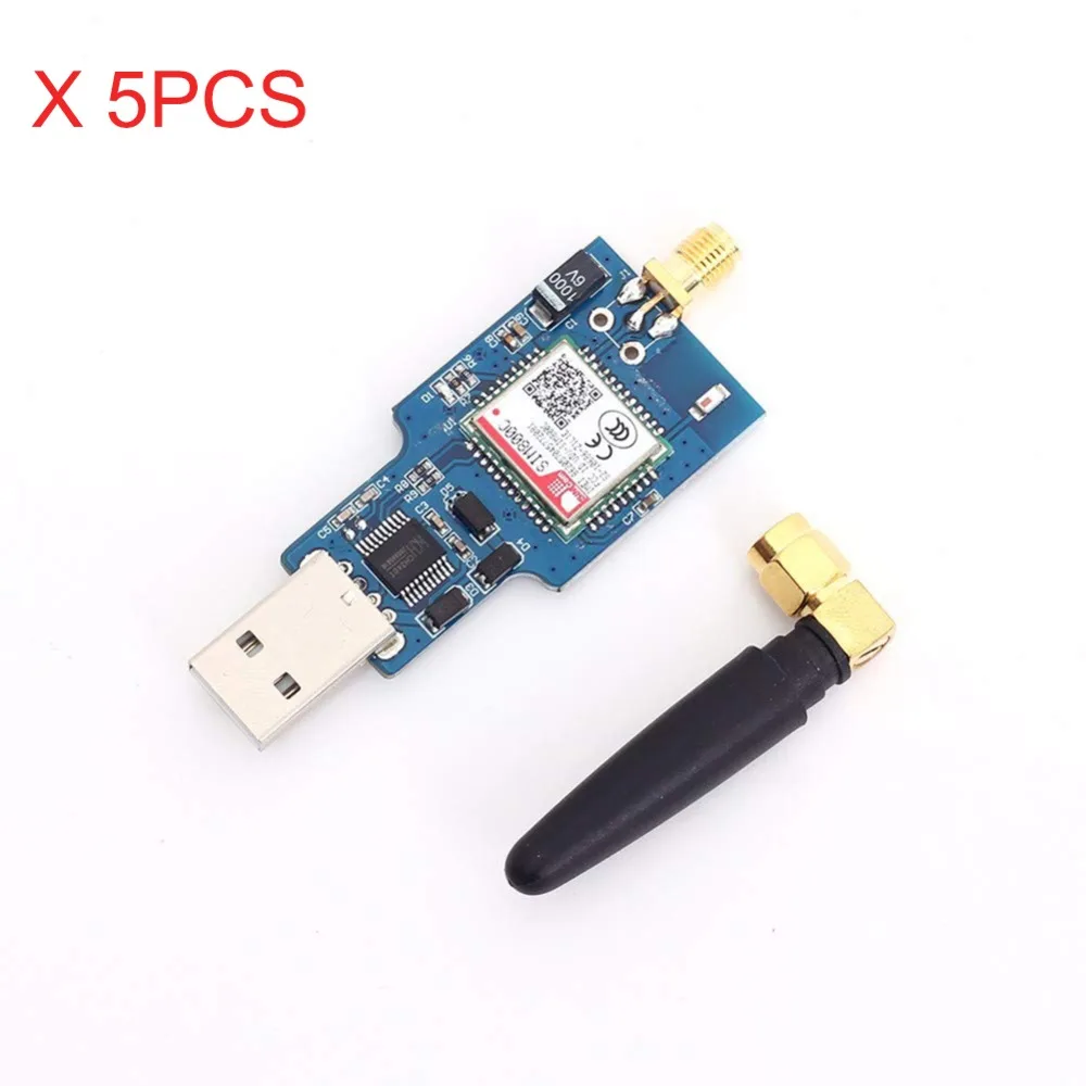 5 шт. SIM800C USB к GSM серийный GPRS модуль Плата с черной антенной бортовой CH340T чип