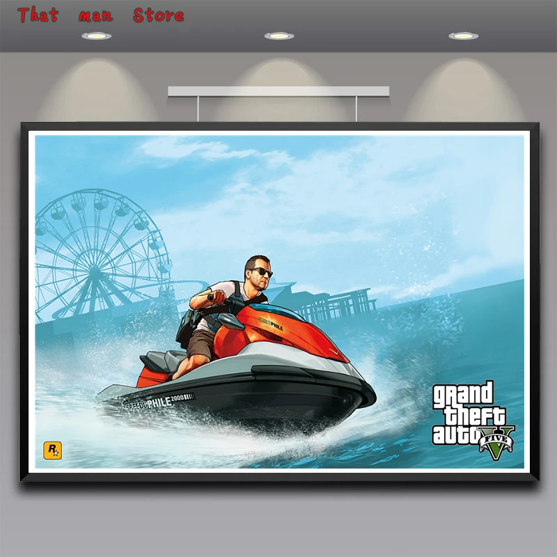 GTA 5 игровой плакат Grand Theft Auto V видео настенные художественные плакаты и печати для гостиной стены без рамы 42*30 см